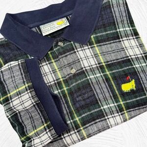 Vintage Augusta National Golf Shop Masters Slazenger Polo XL Plaid Green Blue